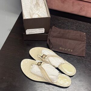Gucci Gold and Cream Women's Sandals WORN ONCE!